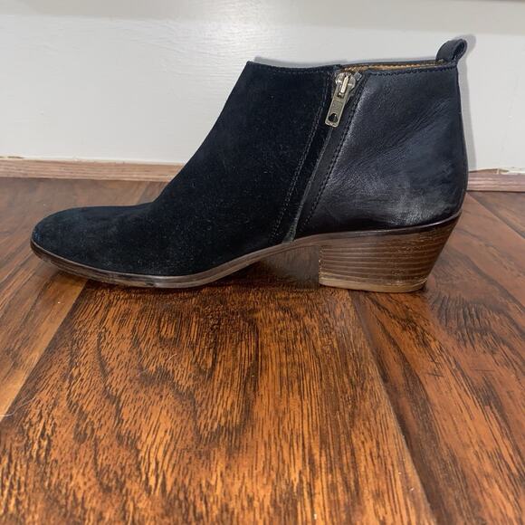 MADEWELL Cait Black Leather Suede Sz 9 Ankle Booties 2" Heel Zip Up Fall Winter - Picture 6 of 9
